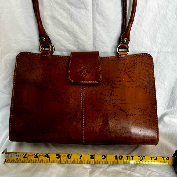 Patricia Nash Brown Leather Rienzo Satchel with Signature Map Print - Picture 9 of 10